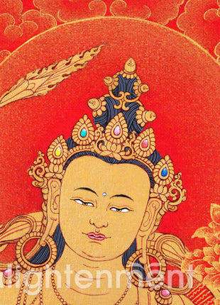 Manjushri, The Buddhist Deity Of Wisdom Thangka | Himalayan Buddhist Sacred Art For Meditation