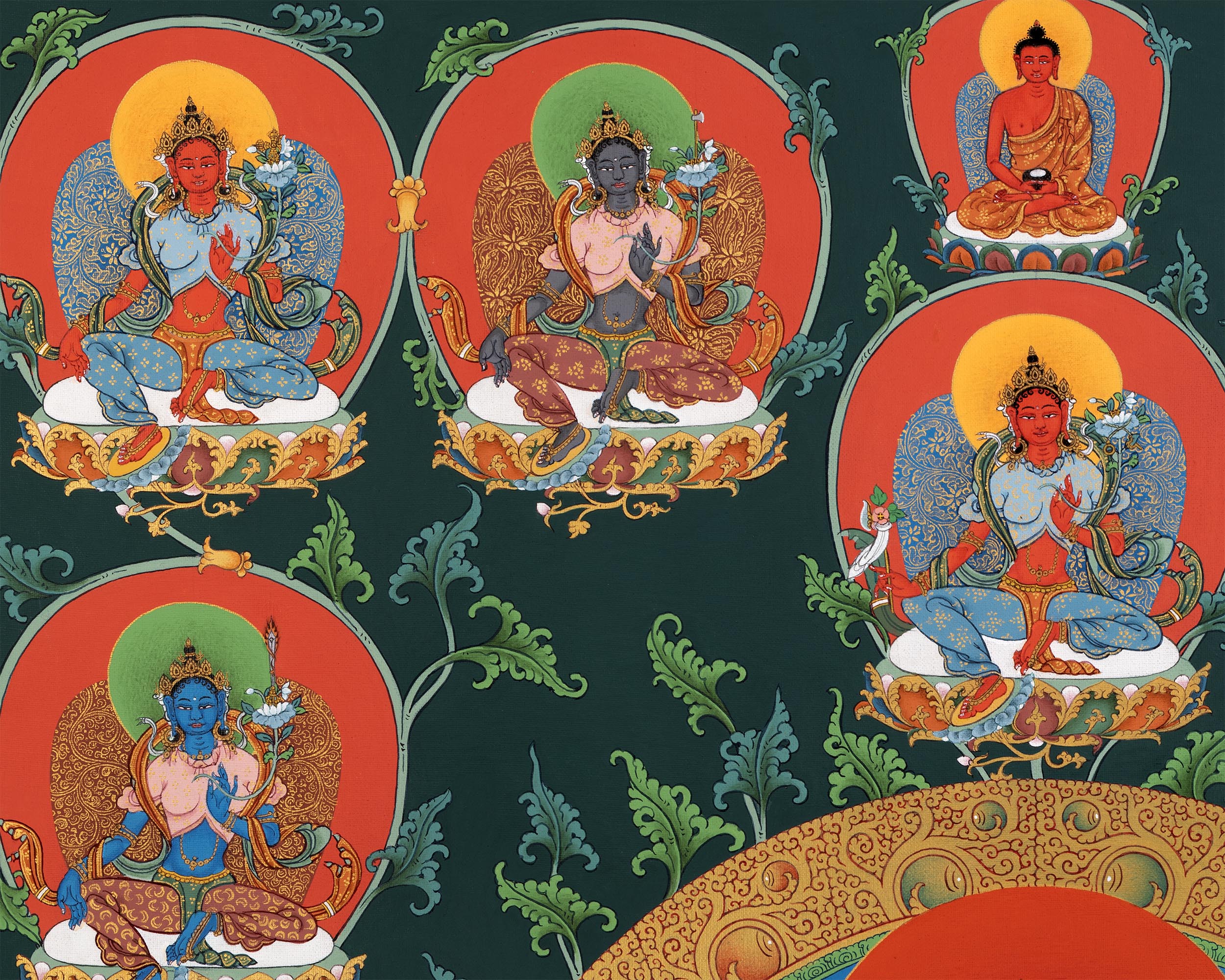 21 Taras | Hand painted Tibetan Thangka