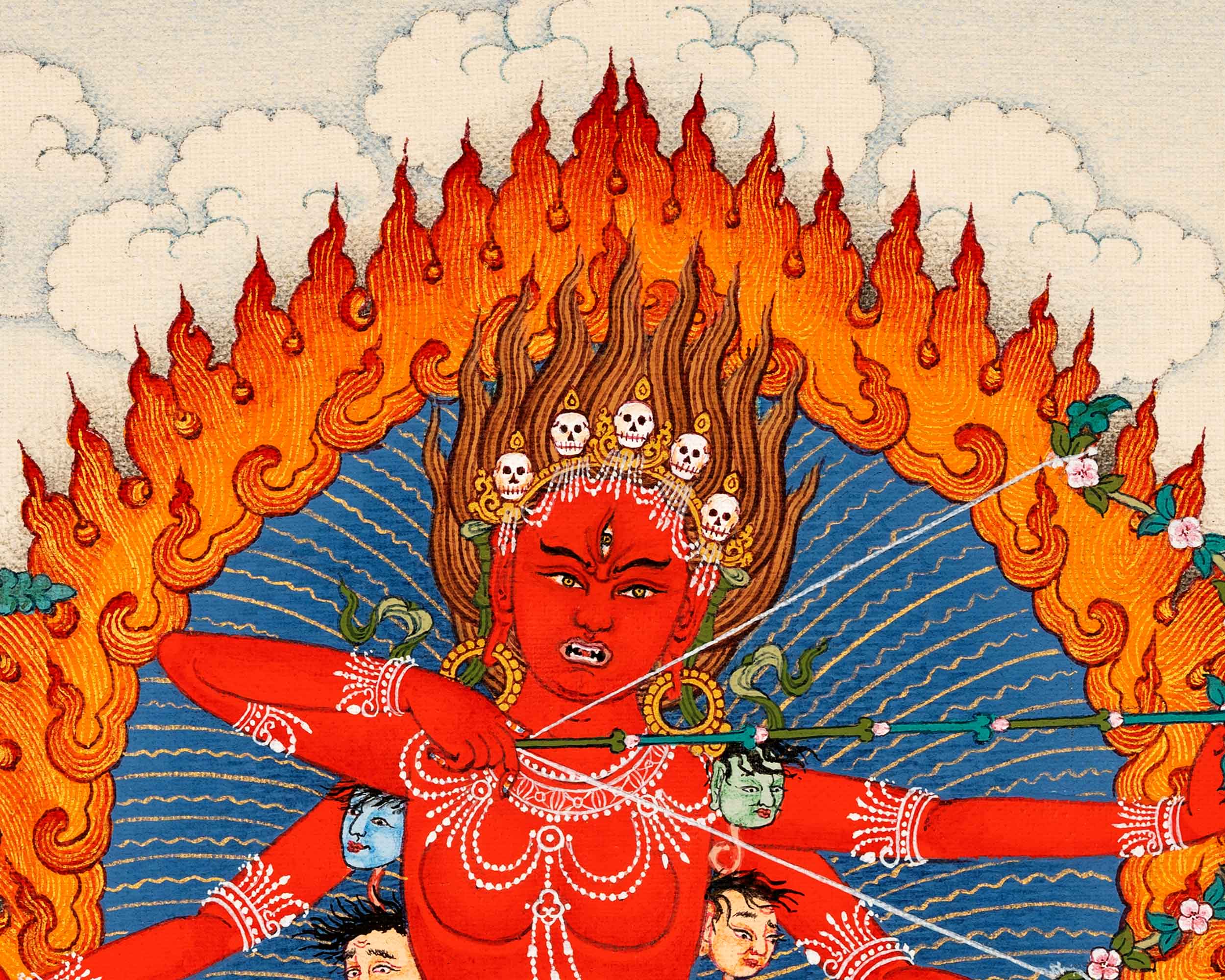 Small Kurukulla Thangka, Traditionally Hand Painted Buddhist Dakini