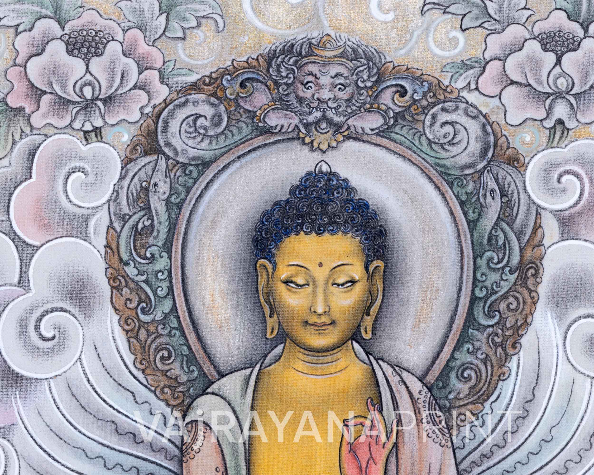 Shakyamuni Buddha Art Prints For Wall Hanging | Nepali Pauba Painting Print For Room Decor