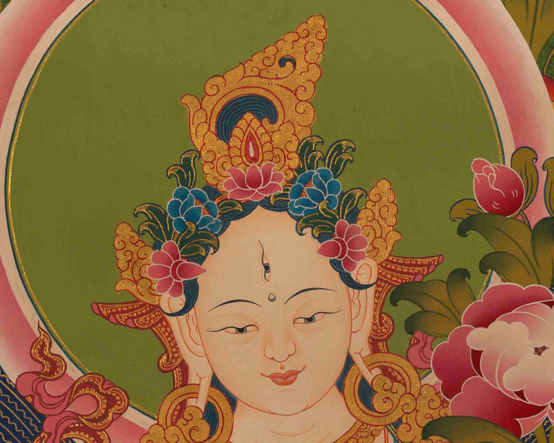 White Tara Thangka | Religious Buddhist Paintinig | Wall Decors