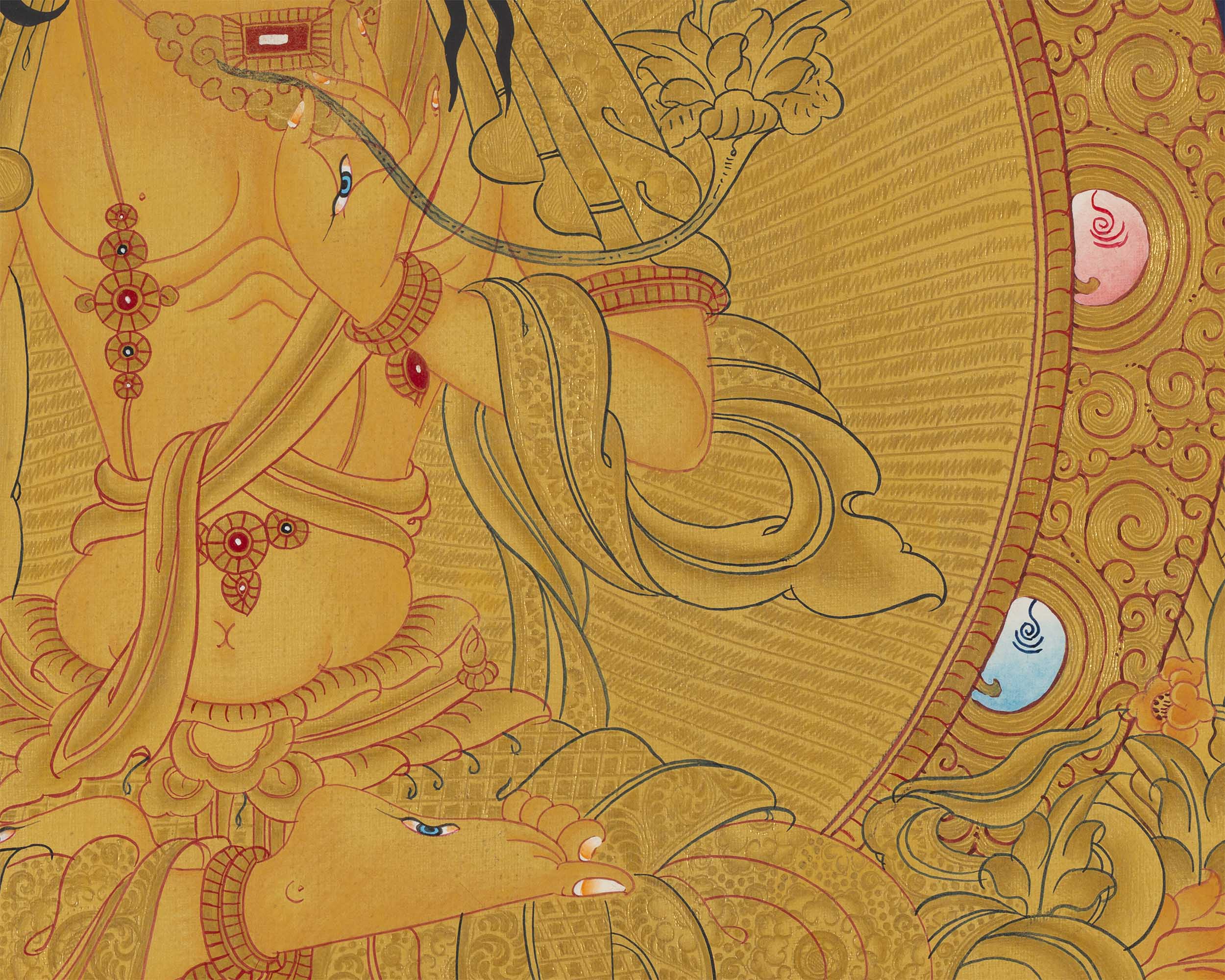 Gold Style White Tara | Traditional Tibetan Thangka | Wall Decors