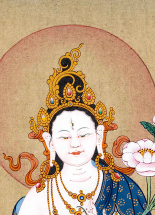 White Tara Meditation Thangka | Traditionally Hand Painted Art