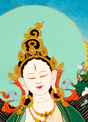 White Tara Practice Thangka | Traditional Buddhist Art