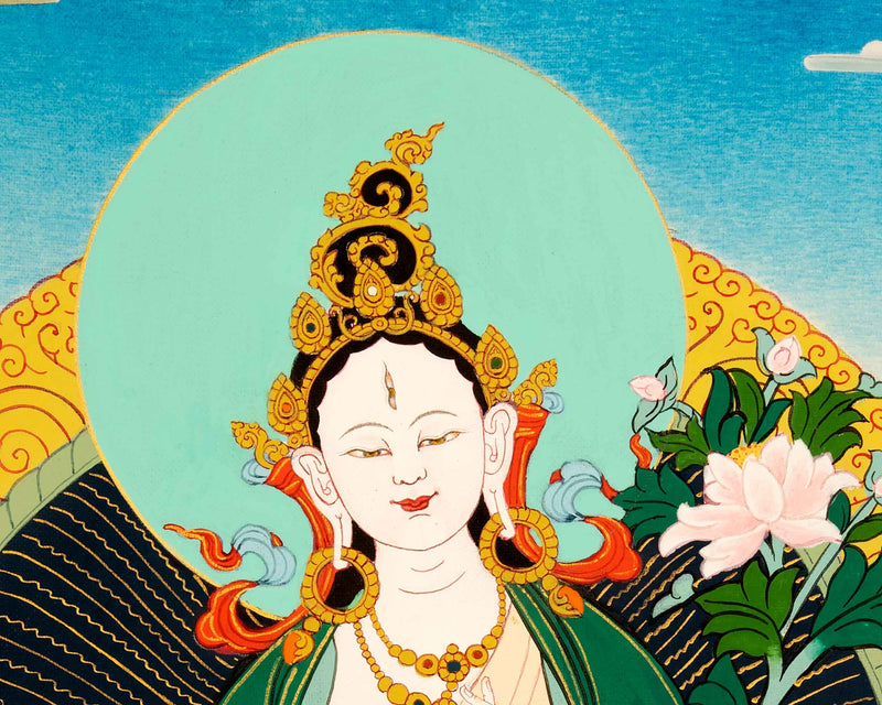 White Tara Practice Thangka | Traditional Buddhist Art