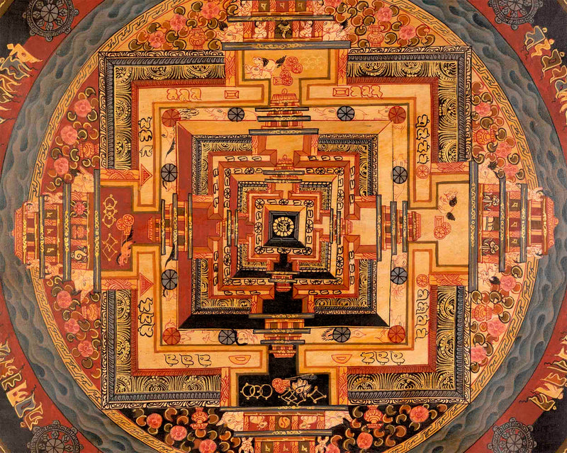 Kalachakra Mandala Tibetan Thangka Painting | Spiritual Home Decoration Art