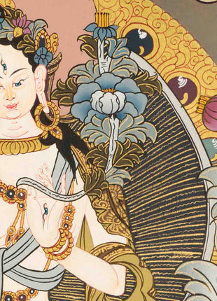 Buddhist White Tara |  Tibetan Female Thangka