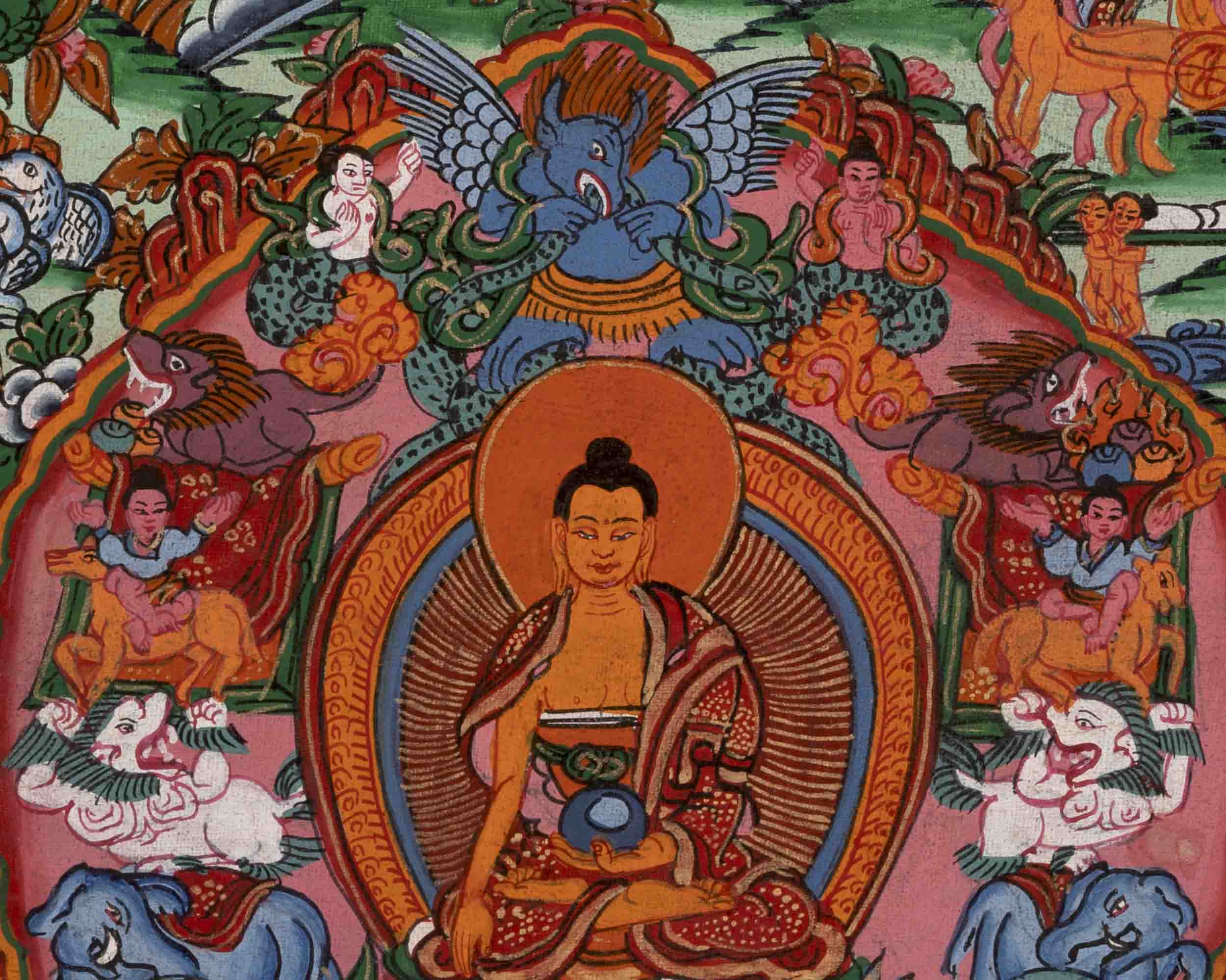 Shakyamuni Buddha's Life Story | Vintage Thangka | Wall Decors