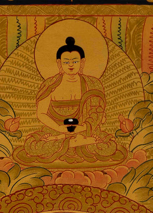 Gold Green Tara Thangka | Religious Buddhist Painting | Wall Decors