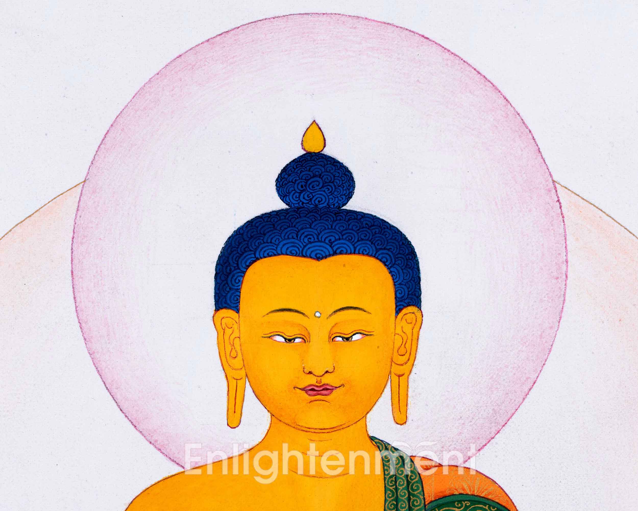 Hand-Painted Shakyamuni Buddha Thangka Art | Gold-Painted Thangka For Meditation Practice