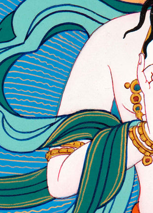 Lhacham Mandarva Thangka | Traditionally Hand Painted Tibetan Dakini Painting
