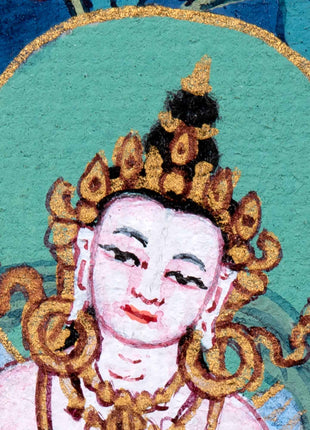Mini Vajrasattva Meditation Thangka | Traditional Tibetan Hand-Painted Art