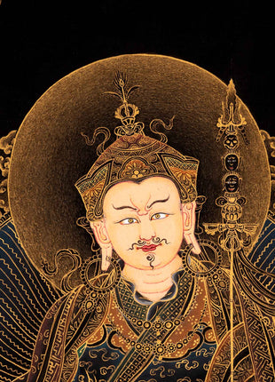 Small Gold on Black Thangka of Guru Rinpoche