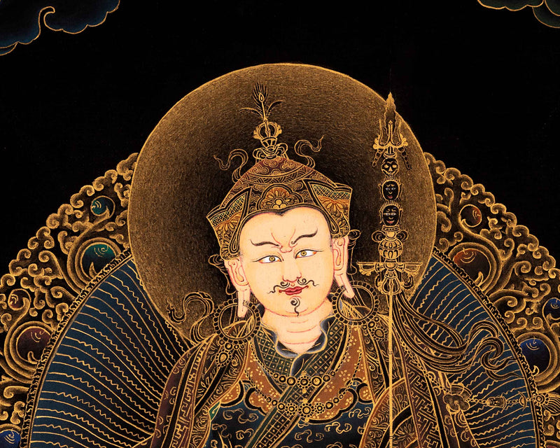 Small Gold on Black Thangka of Guru Rinpoche