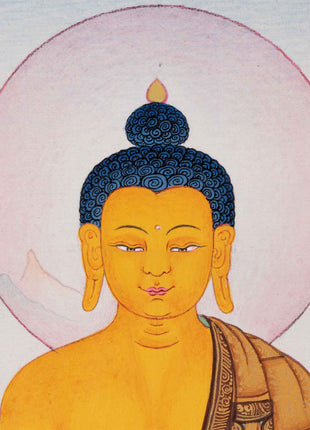 Hand-Painted Shakyamuni Buddha Mantra Practice Thangka | Historical Buddha Himalayan Artwork
