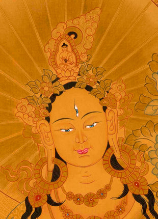 White Tara Thangka Painting | Meditation Canvas Art