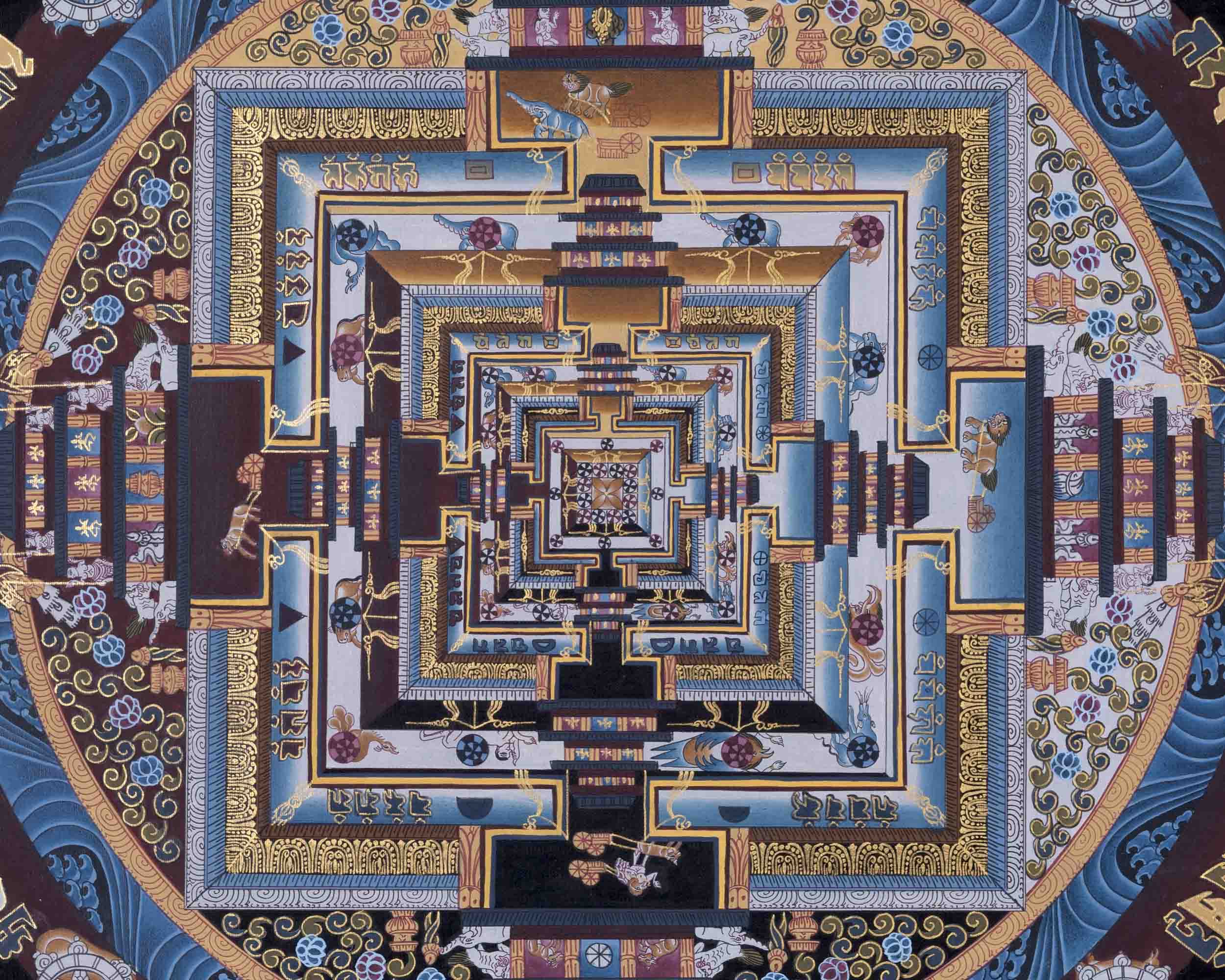 Handpainted Kalachakra Mandala | Traditoinal Tibetan Thangka | Wall Decors