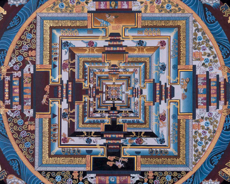 Handpainted Kalachakra Mandala | Traditoinal Tibetan Thangka | Wall Decors