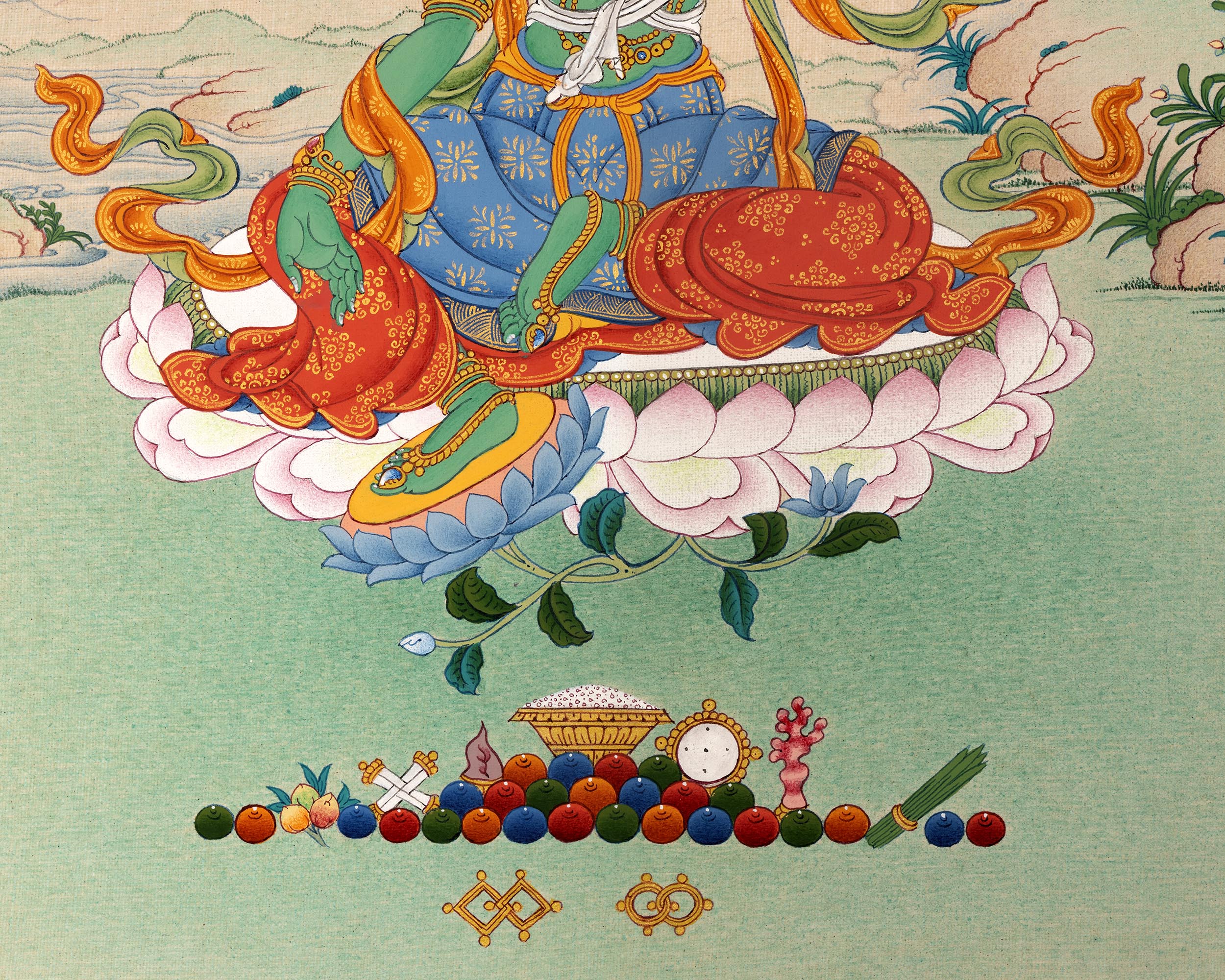 Green Tara | Tibetan Thangka Painting