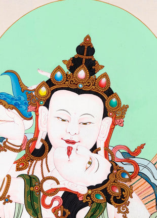 Vajrasattva And Consort | Yab Yum Thangka | Buddhist Deity