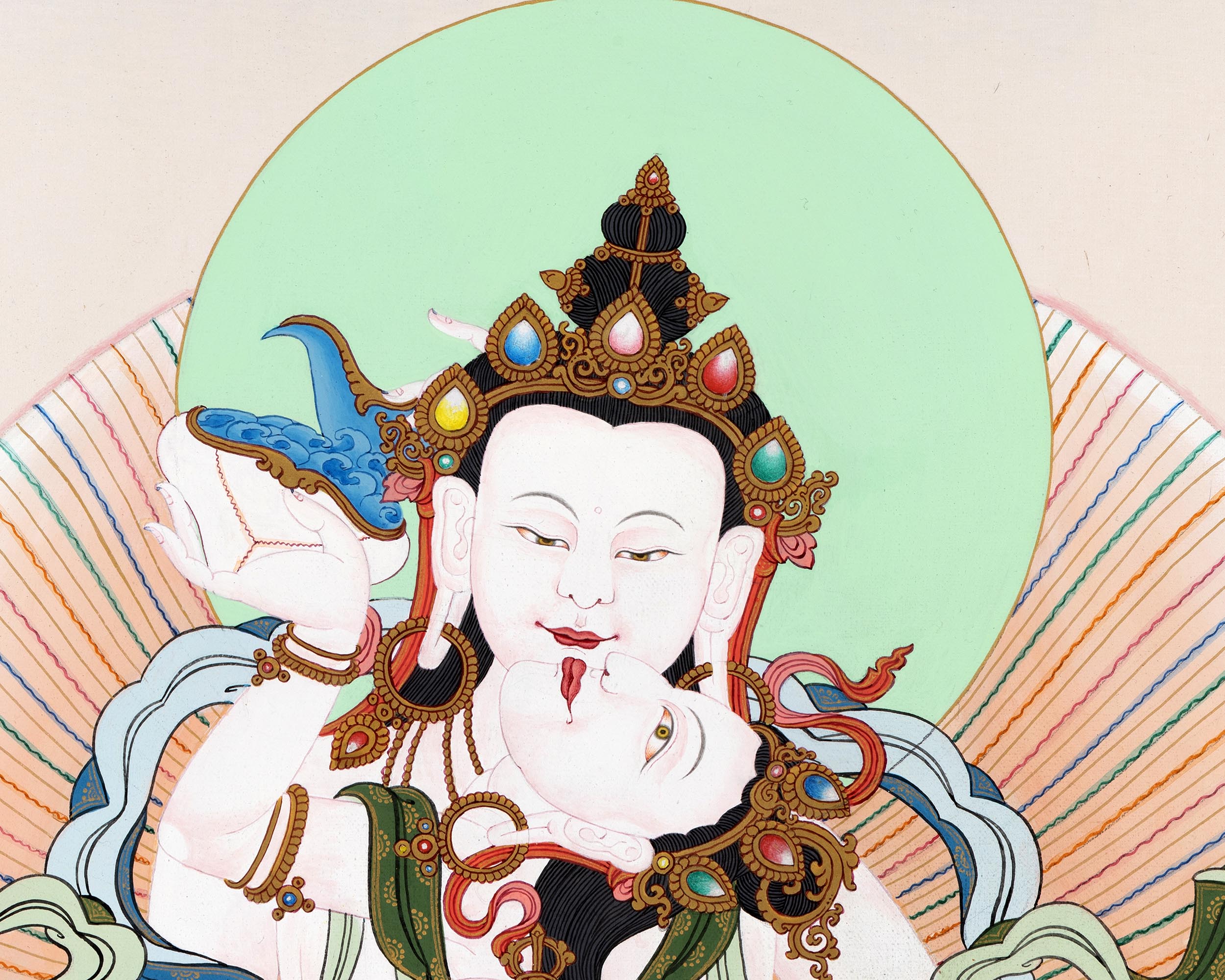Vajrasattva And Consort | Yab Yum Thangka | Buddhist Deity