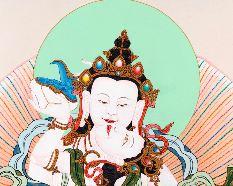 Vajrasattva And Consort | Yab Yum Thangka | Buddhist Deity