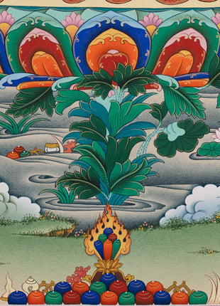 High-Quality Thangka Print To Practice Mantra Of Guru Rinpoche | Padmasambhava Tibetan Poster For Meditation
