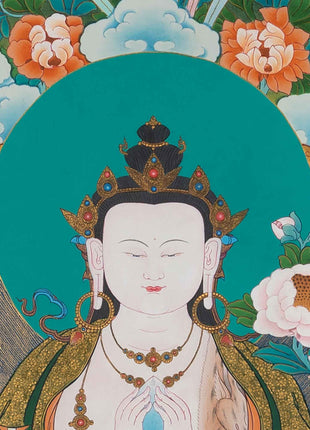 Avalokiteshvara Chenrezig Thangka | Hand-Painted Art Of The Bodhisattva Of Wisdom
