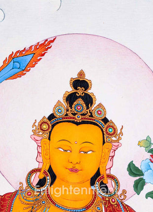 Traditionally Hand-Painted Manjushree Buddha Thangka | The Bodhisattva Of Wisdom Art For Daily Practice