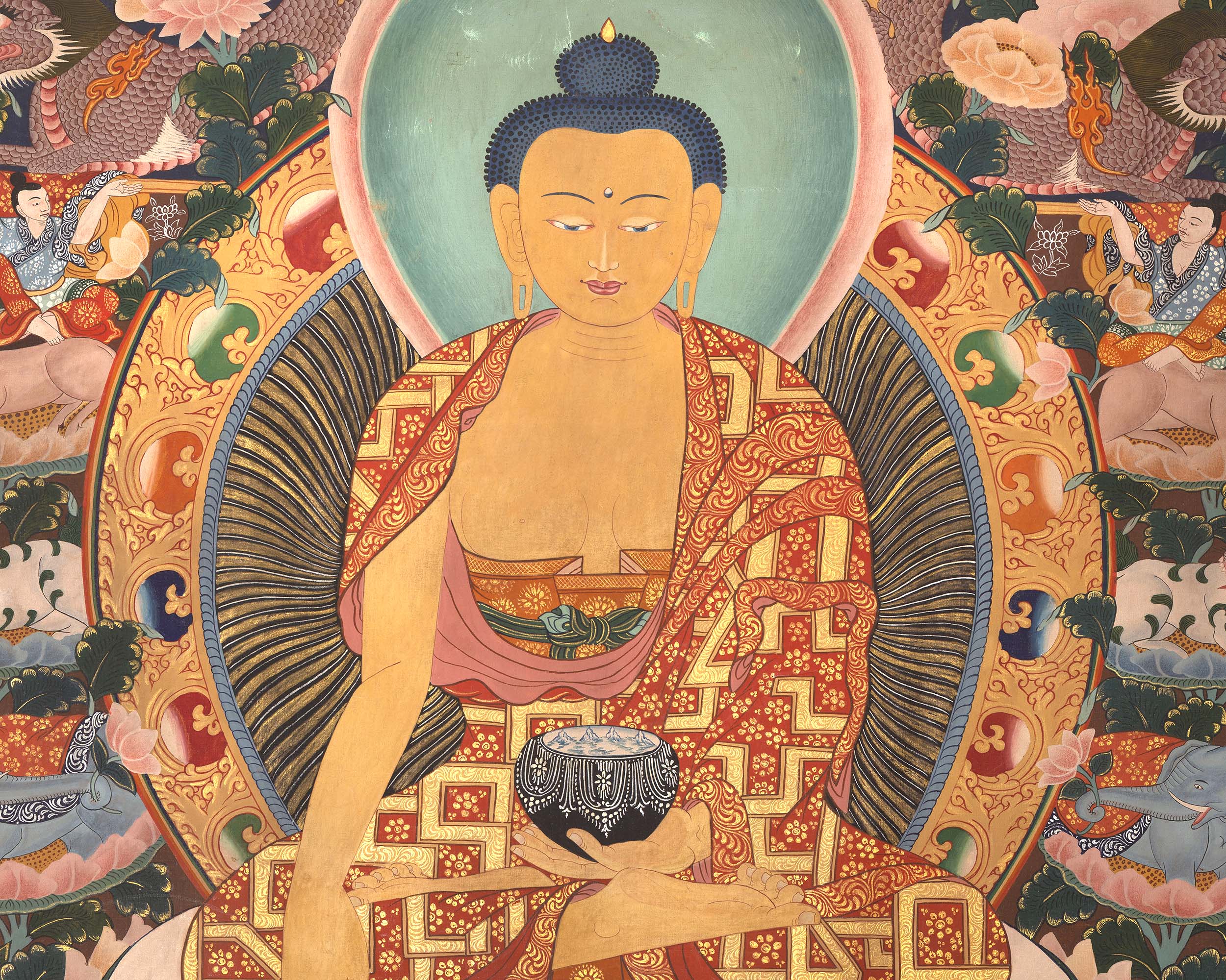 Shakyamuni Buddha Life Story | Vintage Original Hand-Painted Thangka
