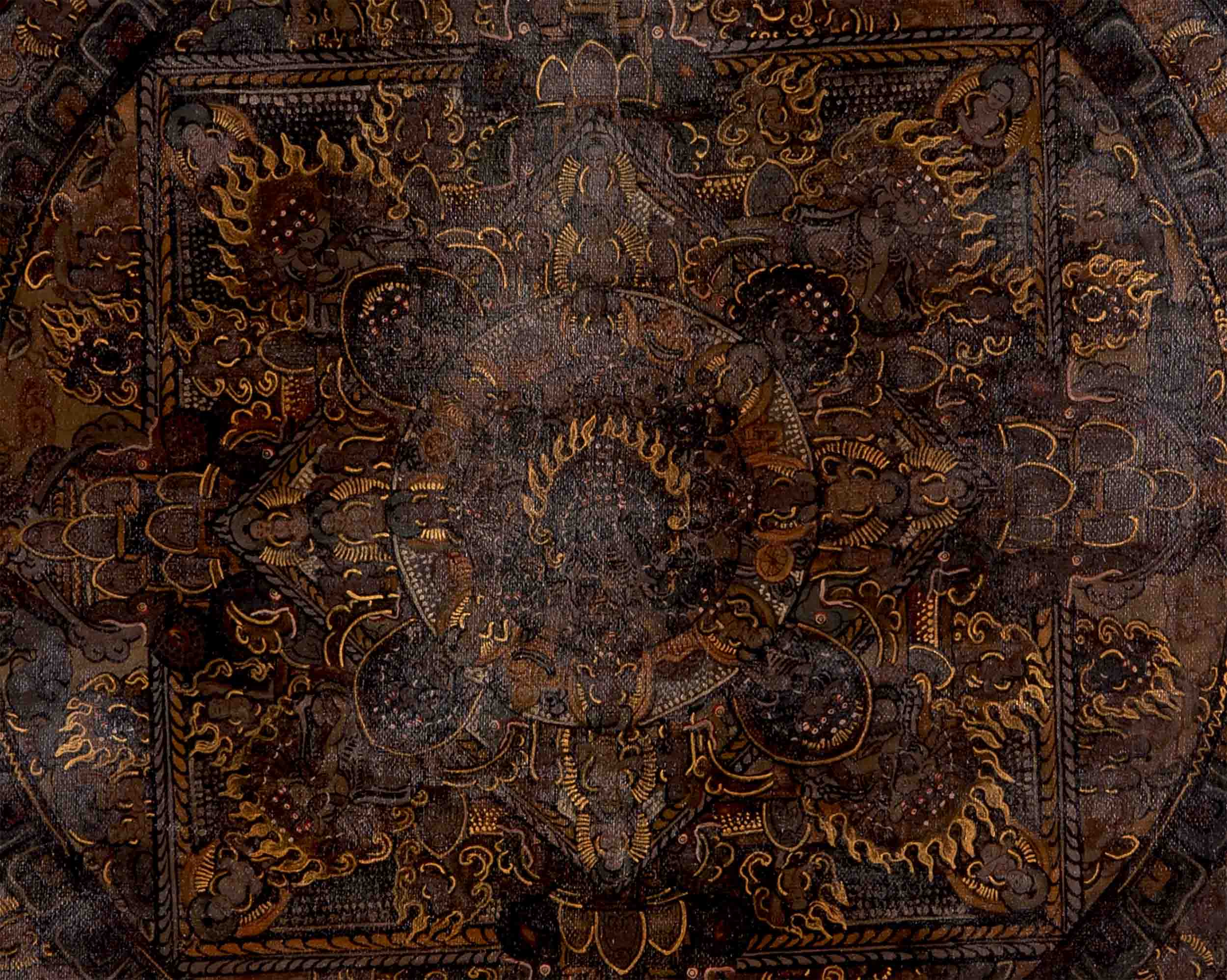 Oil Varnished Heruka Mandala | Wall Hanging Canvas Art