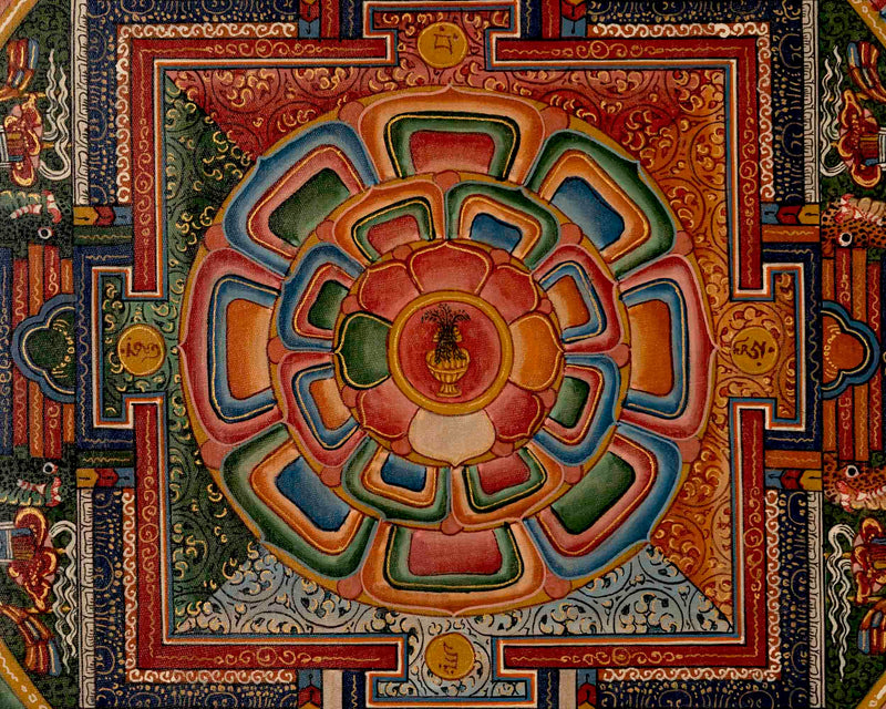 Traditional Mandala Thangka | Tibetan Handpainted Art | Religious Wall Decors