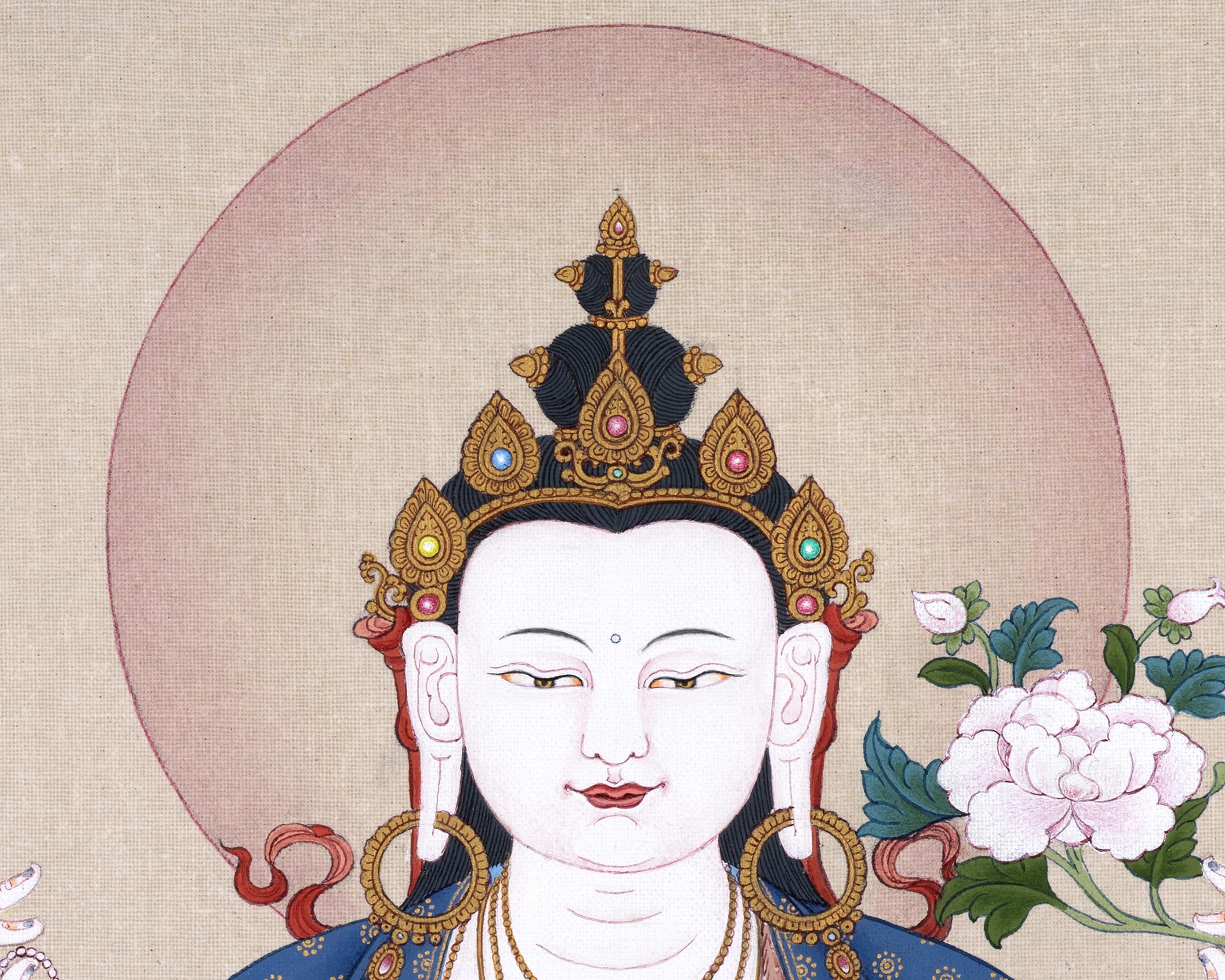 Four-Armed Chenrezig Thangka | Himalayan Bodhisattva Painting