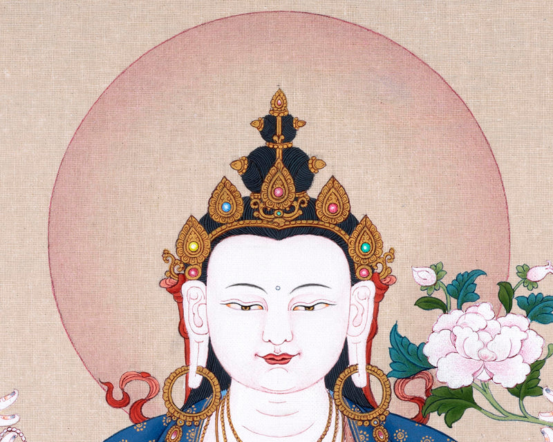 Four-Armed Chenrezig Thangka | Himalayan Bodhisattva Painting
