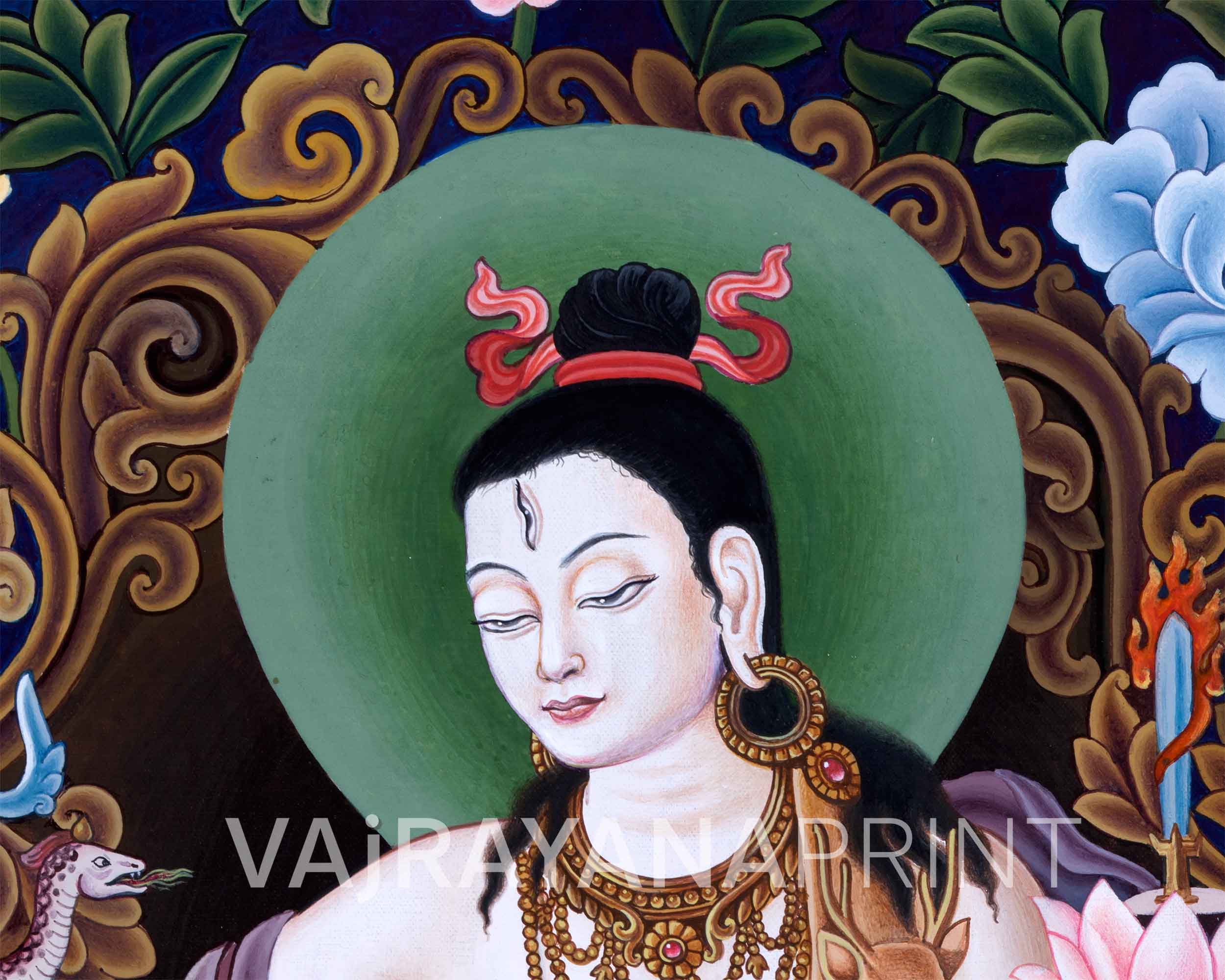 High-Quality Giclee Print To Practice Chenrezig Long Mantra | Nepali Painting Print Of Bodhisattva Of Compassion
