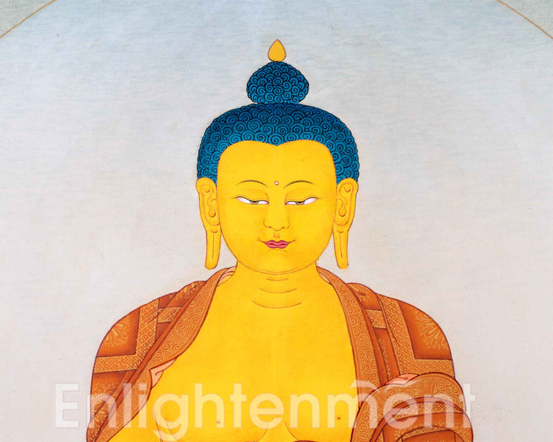 Shakyamuni Buddha Wall Art Decor Thangka Painting | Tibeta Himalayan Thangka Art On Cotton Canvas