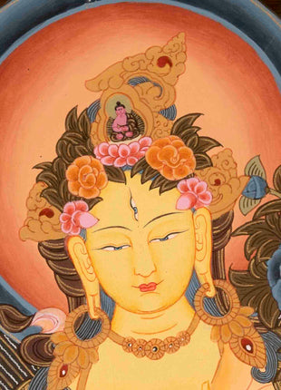 White Tara Thangka | Buddhist Artwork | Wall Hanging Decors