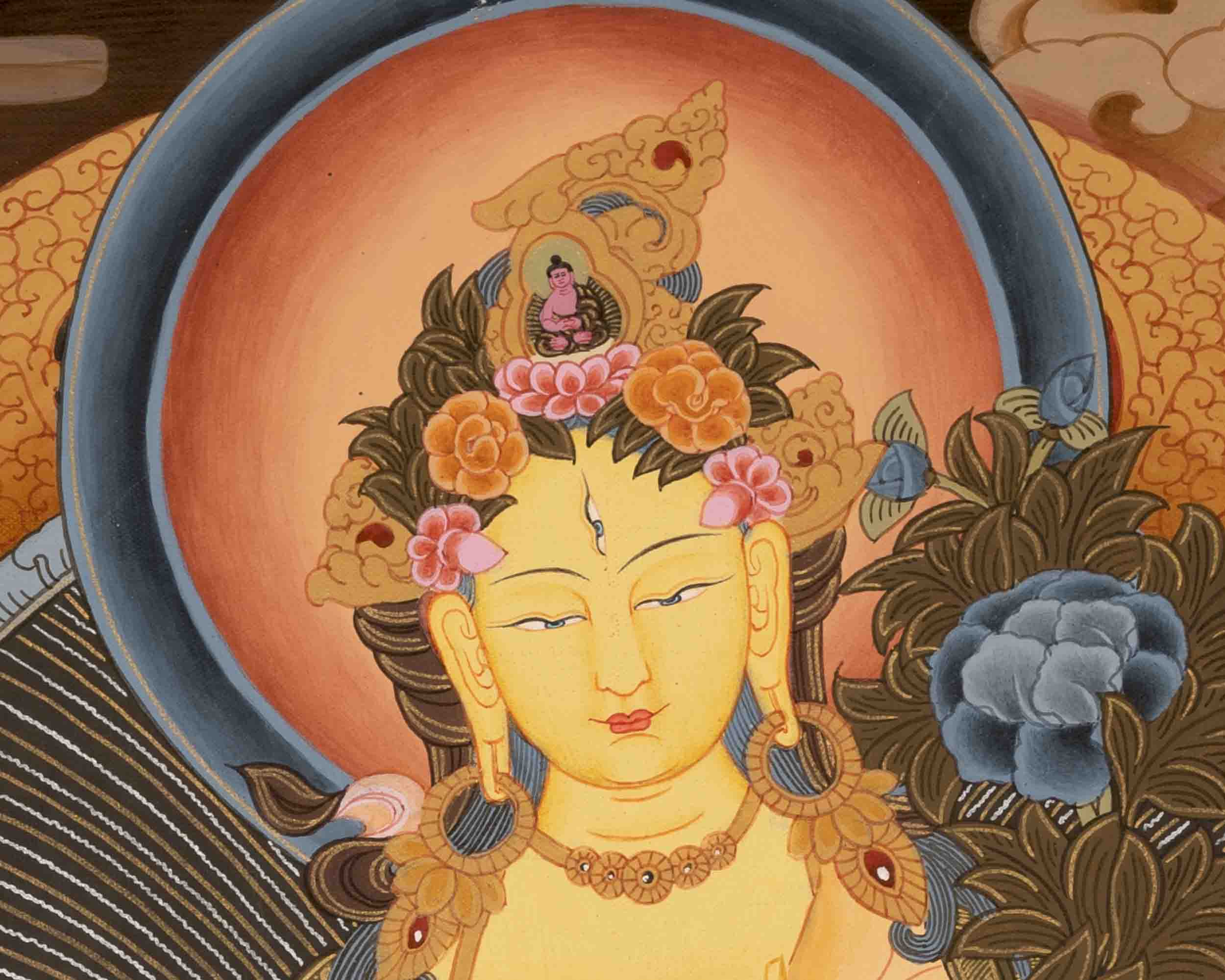 White Tara Thangka | Buddhist Artwork | Wall Hanging Decors