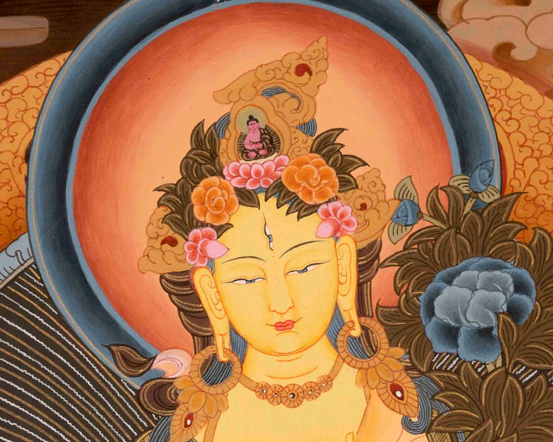 White Tara Thangka | Buddhist Artwork | Wall Hanging Decors