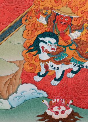 Digital Print On Cotton Canvas For Ekajati Mantra Practice | Ekajati With others Dorje Legpa & Rahula Thangka Print