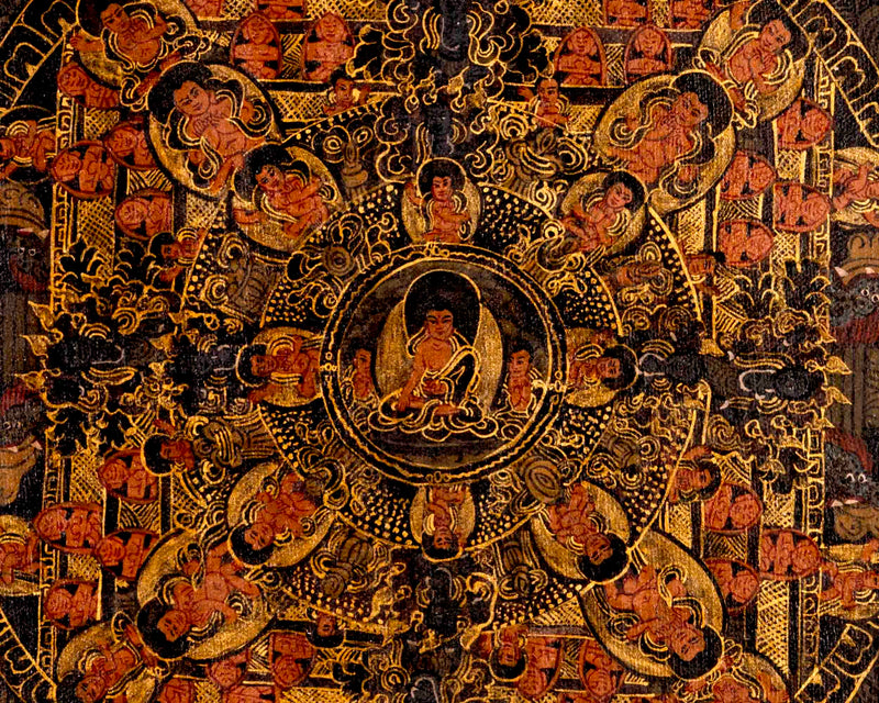 Shakyamuni Buddha Mandala | Traditional Tibetan Thangka | Wall Decors