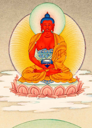 Red Chenrezig With Amitabha Buddha, Gyalwa Gyasto Thangka Print