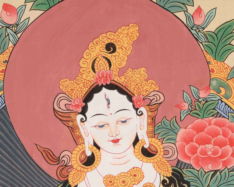 White Tara Thangka | Traditional Tibetan Art | Wall Decor