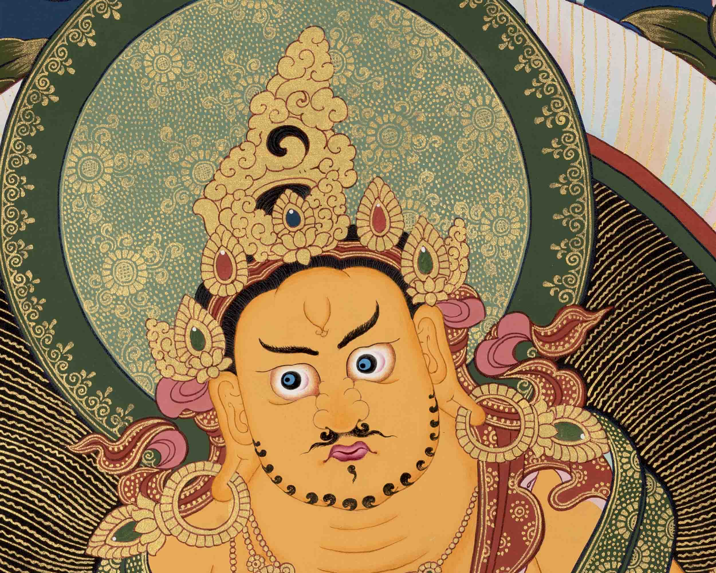 Dzambala Kubera Thangka | Buddhist Wealth Deity | Wall Decors