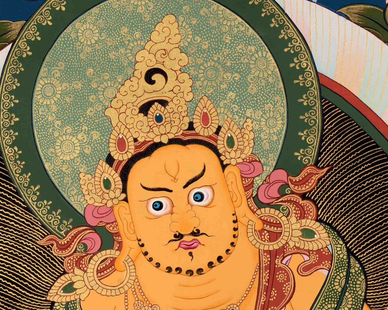 Dzambala Kubera Thangka | Buddhist Wealth Deity | Wall Decors