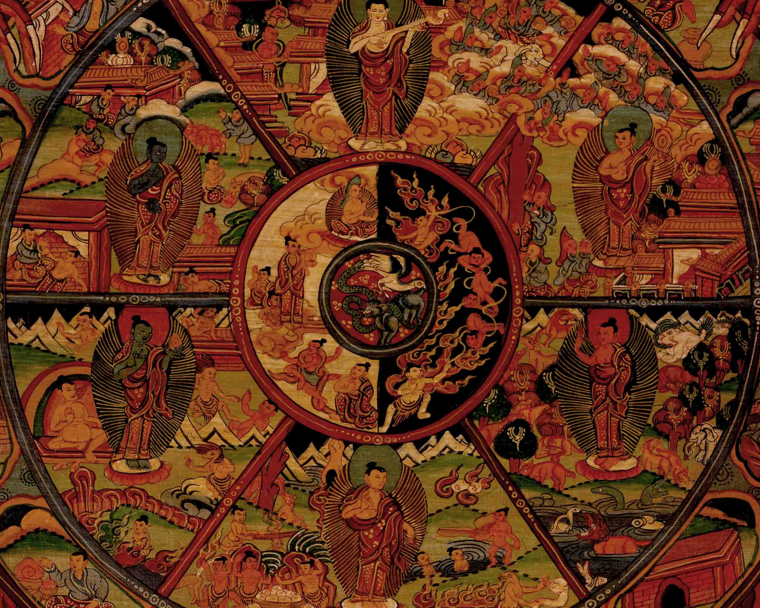 Tibetan Wheel Of Life Thangka | Traditional Samsara Painting | Wall Decors