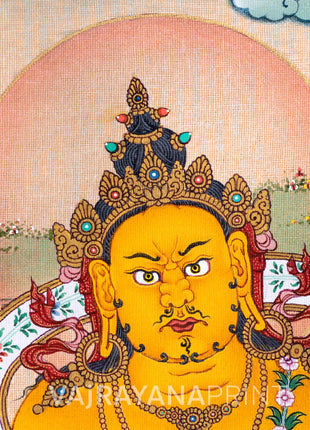 Tibetan Poster Of Dzambhala God Of Wealth For Wall Decoration | Traditional Tibetan Deity Canvas Print