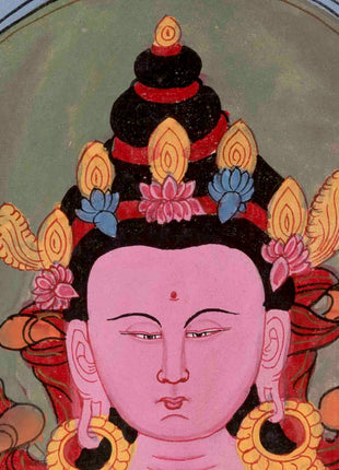 Vintage Amitayus Buddha Thangka | Religious Buddhist Art | Wall Decors