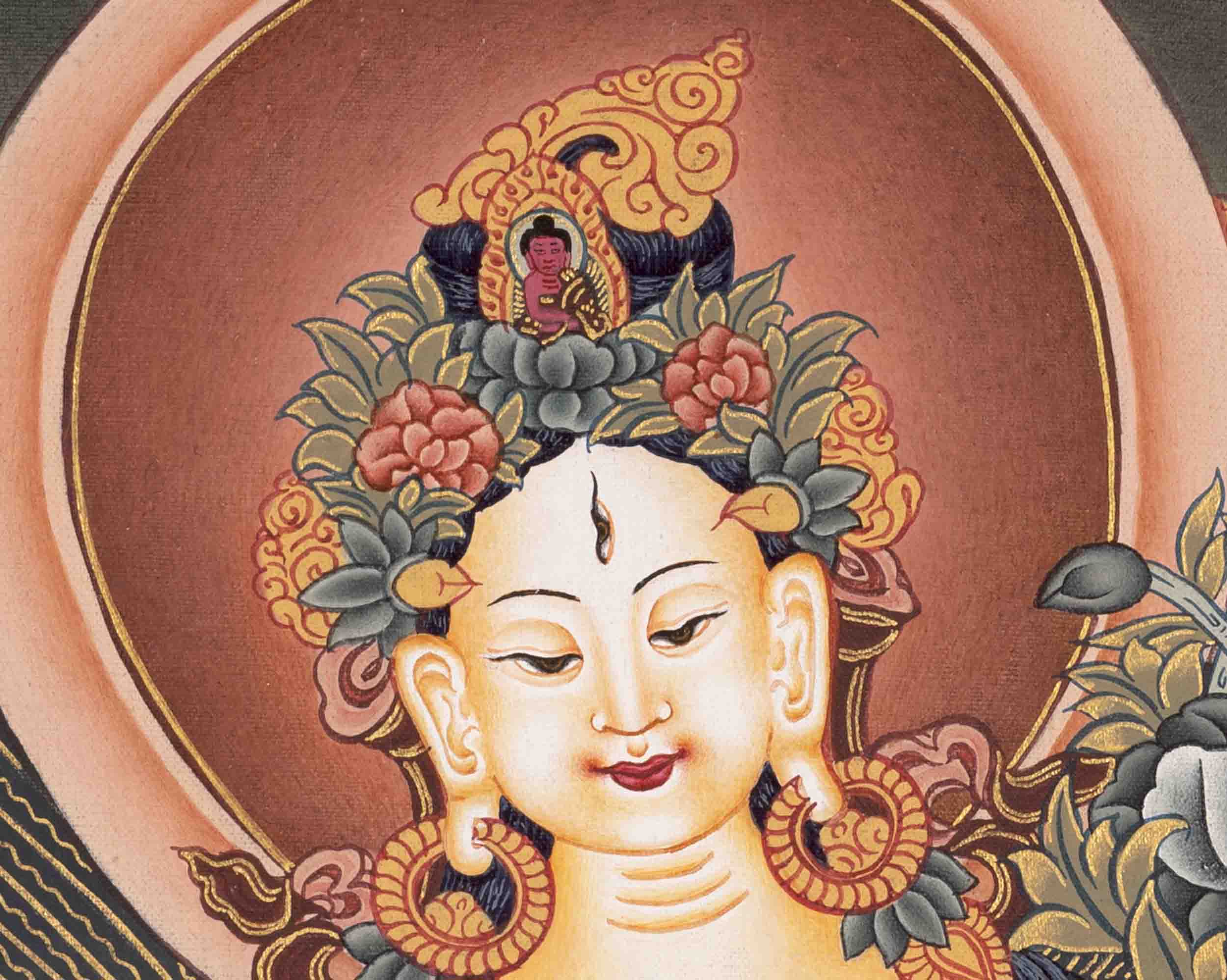 Traditional White Tara Thangka | Religious Artwork | Wall Decors