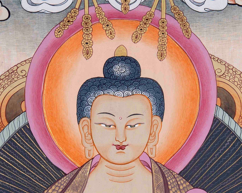 Shakyamuni Buddha With Brocade | Wall Decor Painting